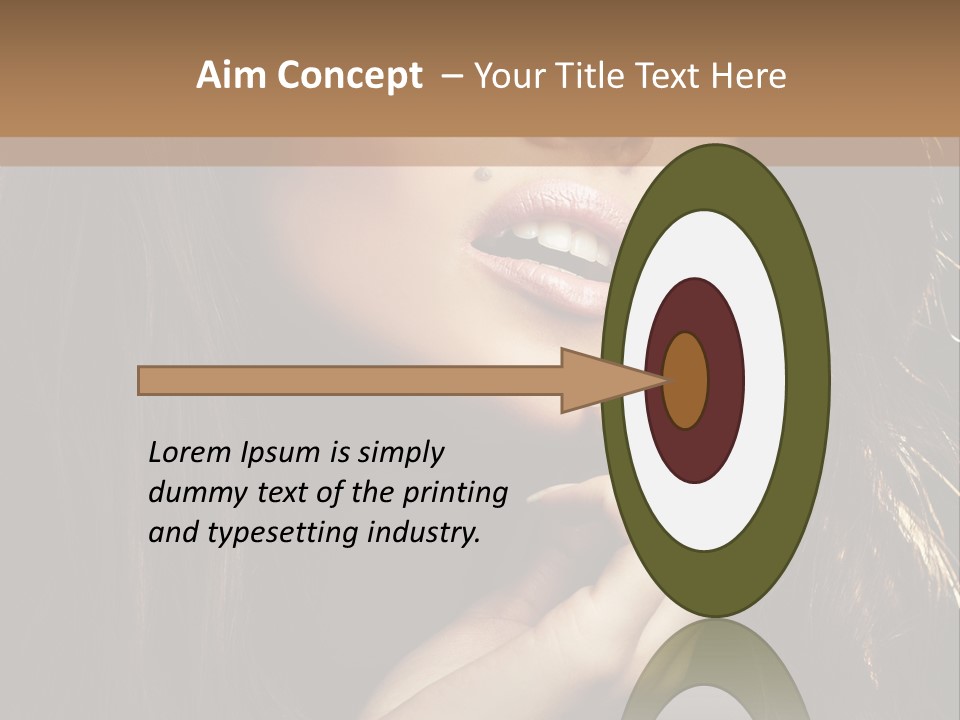 A Beautiful Woman With Long Brown Hair Posing For The Camera PowerPoint Template