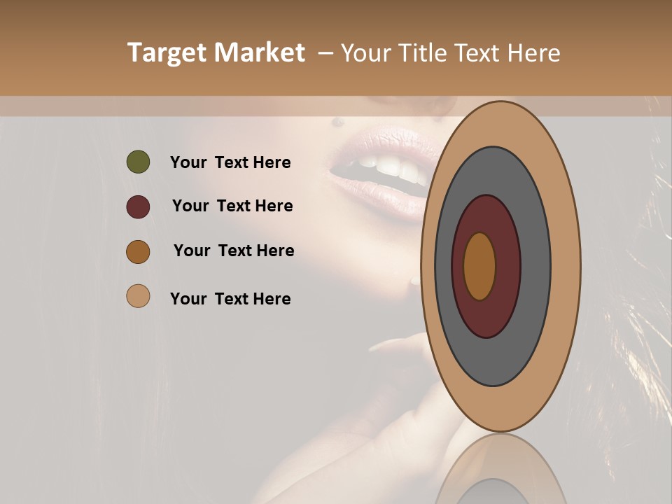 A Beautiful Woman With Long Brown Hair Posing For The Camera PowerPoint Template