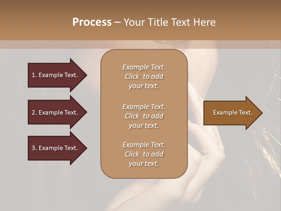 A Beautiful Woman With Long Brown Hair Posing For The Camera PowerPoint Template