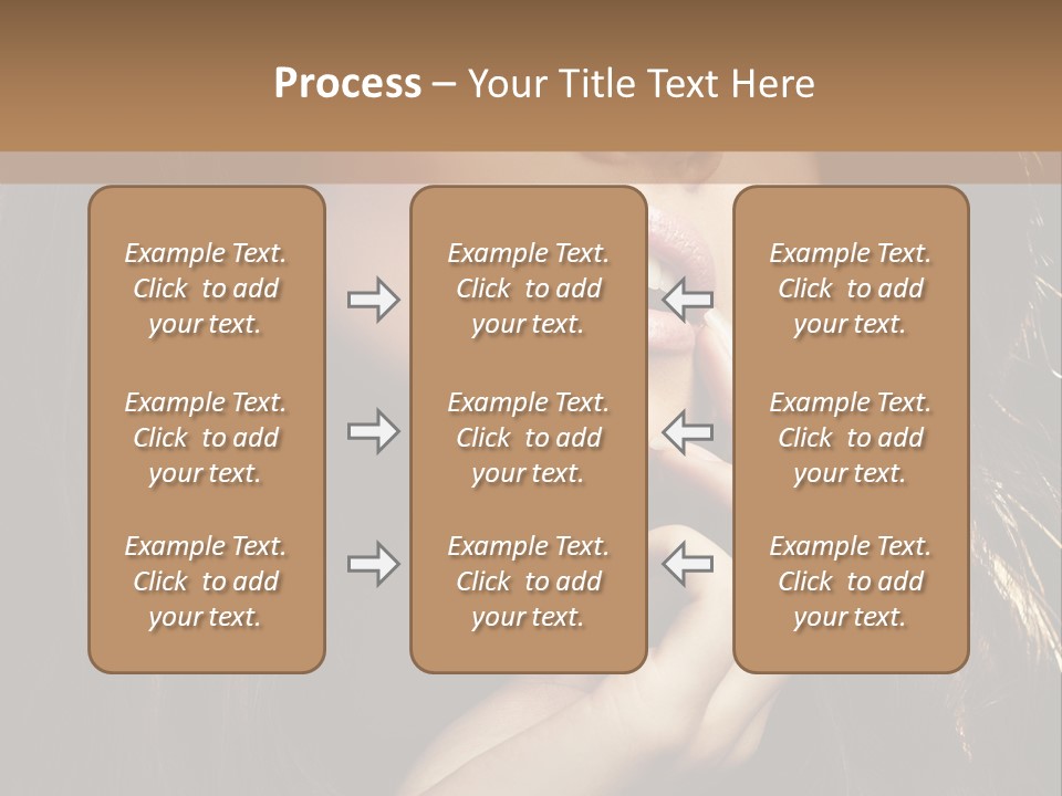 A Beautiful Woman With Long Brown Hair Posing For The Camera PowerPoint Template