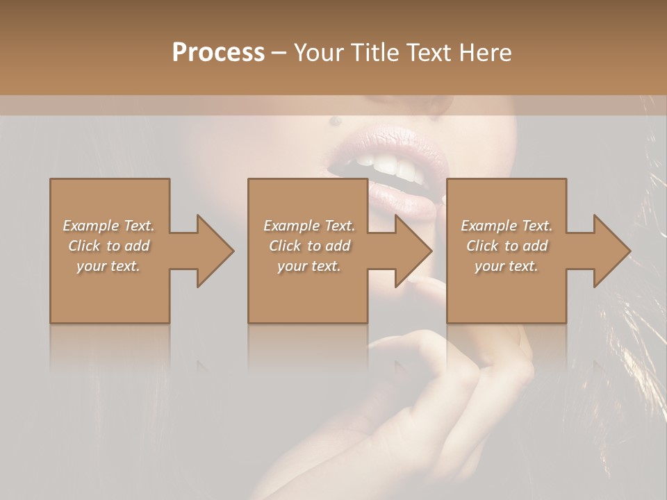 A Beautiful Woman With Long Brown Hair Posing For The Camera PowerPoint Template