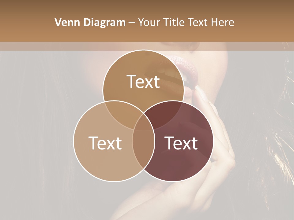 A Beautiful Woman With Long Brown Hair Posing For The Camera PowerPoint Template