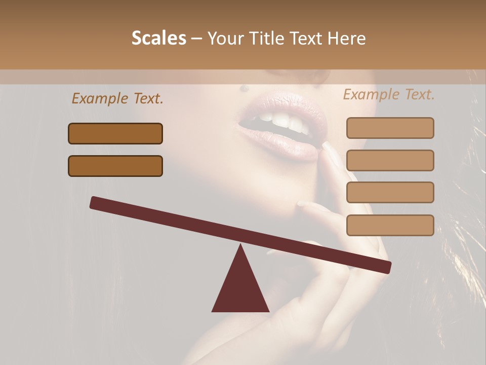 A Beautiful Woman With Long Brown Hair Posing For The Camera PowerPoint Template