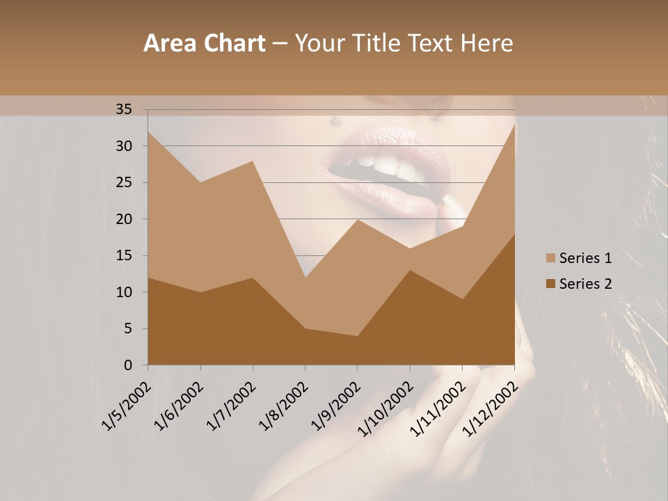 A Beautiful Woman With Long Brown Hair Posing For The Camera PowerPoint Template