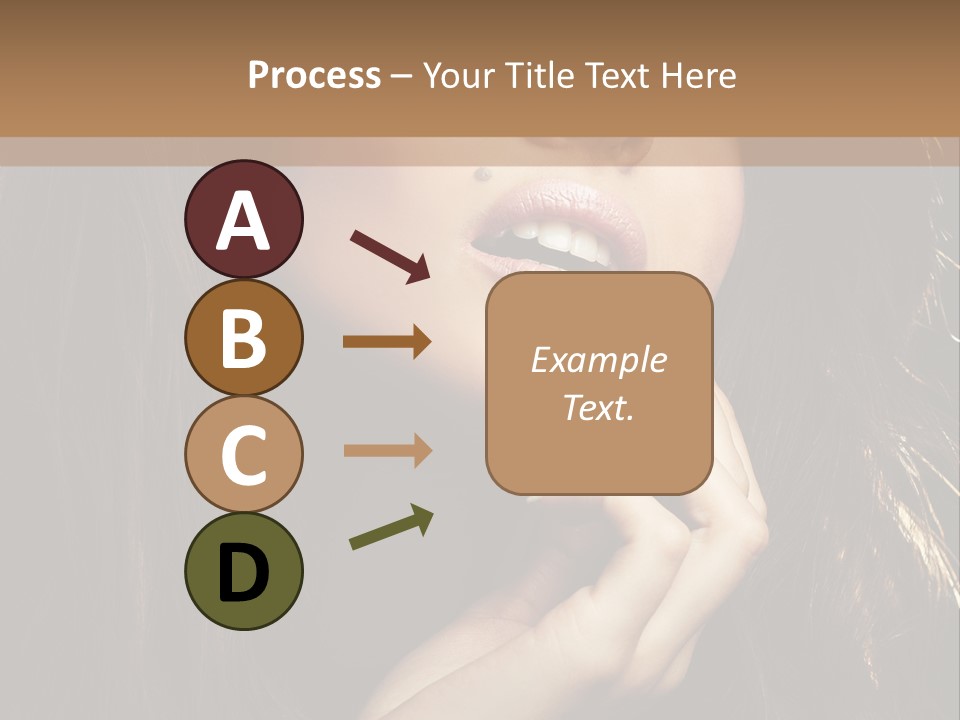 A Beautiful Woman With Long Brown Hair Posing For The Camera PowerPoint Template