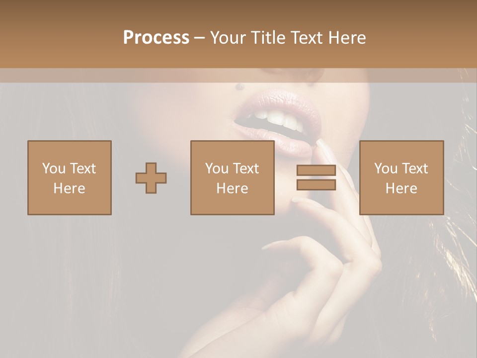 A Beautiful Woman With Long Brown Hair Posing For The Camera PowerPoint Template