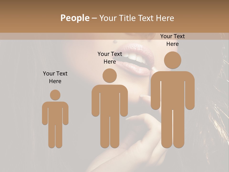 A Beautiful Woman With Long Brown Hair Posing For The Camera PowerPoint Template