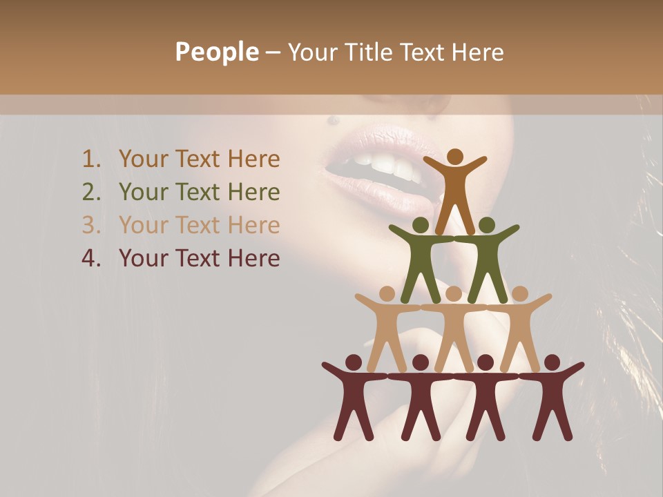 A Beautiful Woman With Long Brown Hair Posing For The Camera PowerPoint Template