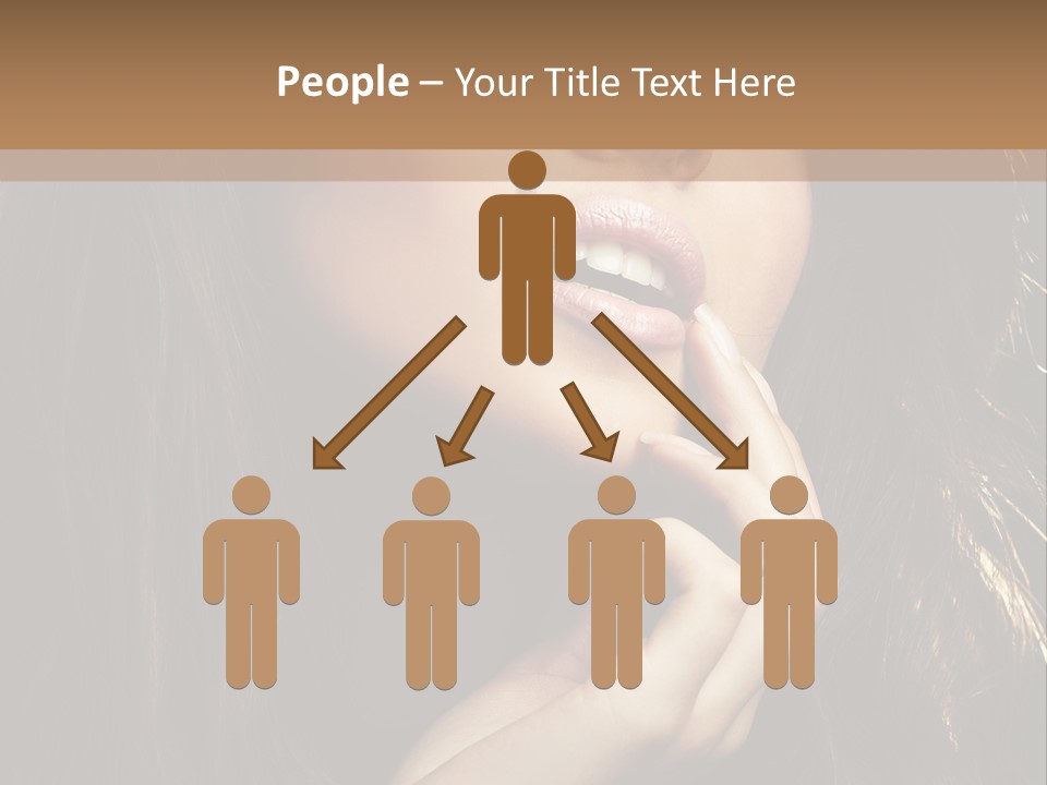 A Beautiful Woman With Long Brown Hair Posing For The Camera PowerPoint Template