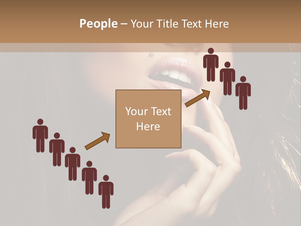 A Beautiful Woman With Long Brown Hair Posing For The Camera PowerPoint Template