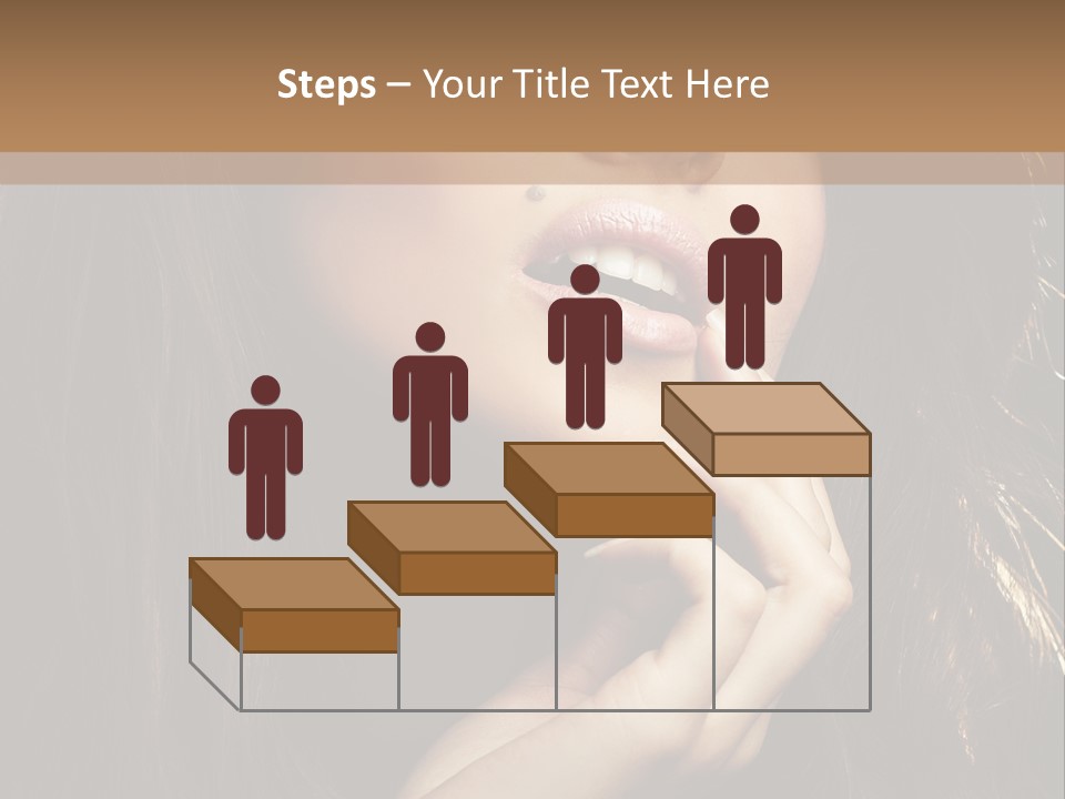 A Beautiful Woman With Long Brown Hair Posing For The Camera PowerPoint Template