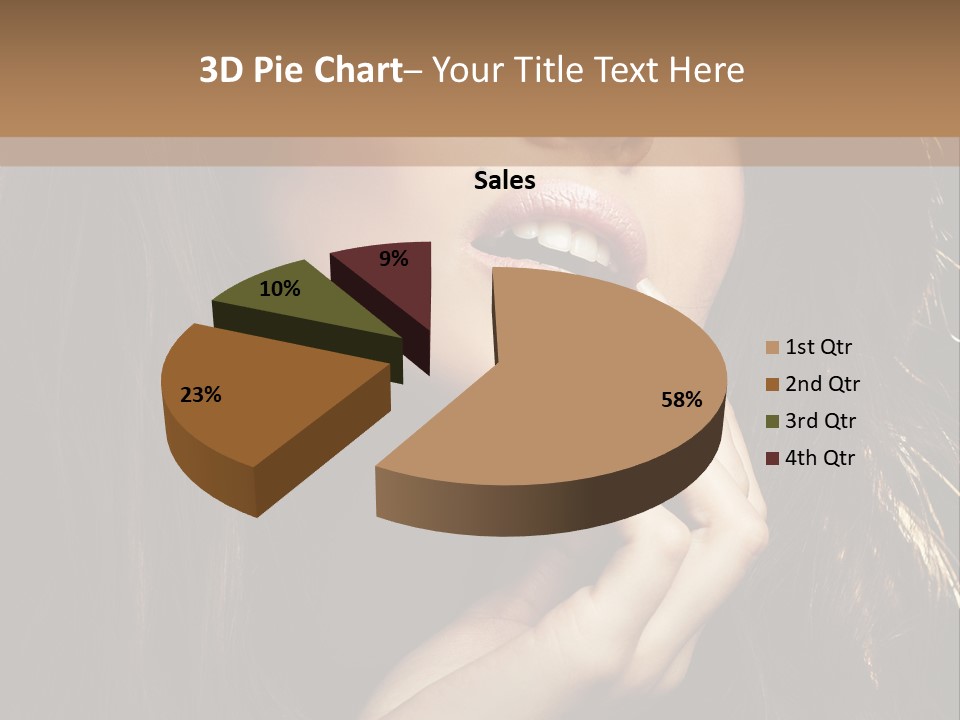 A Beautiful Woman With Long Brown Hair Posing For The Camera PowerPoint Template