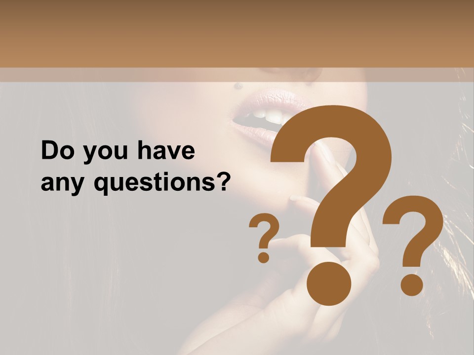 A Beautiful Woman With Long Brown Hair Posing For The Camera PowerPoint Template