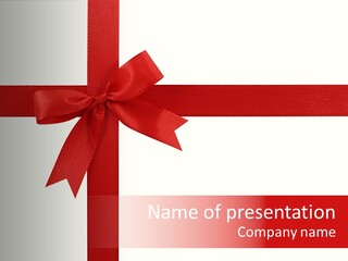 A Red Ribbon Wrapped Around A Present Box PowerPoint Template