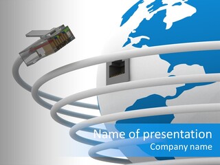 Closeup Ethernet Planet PowerPoint Template