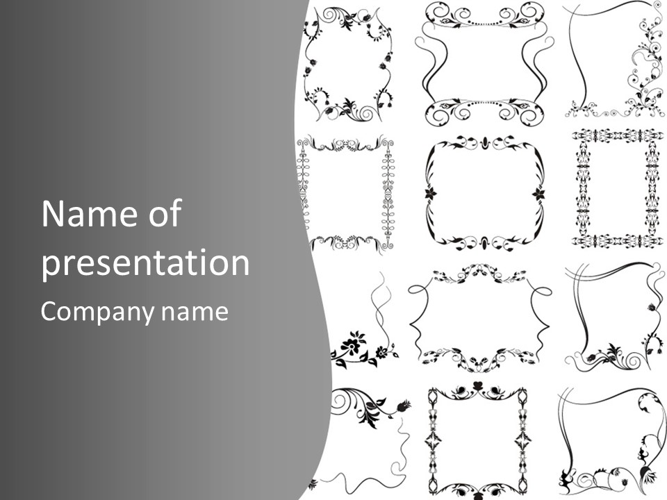 A Large Number Of Frames And Ornaments On A White Background PowerPoint Template