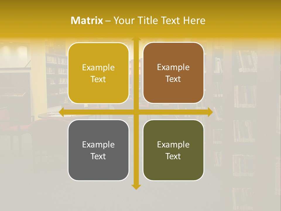 A Library Filled With Lots Of Books And Chairs PowerPoint Template