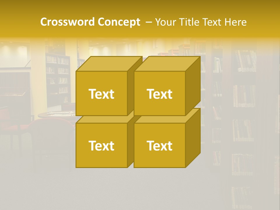 A Library Filled With Lots Of Books And Chairs PowerPoint Template