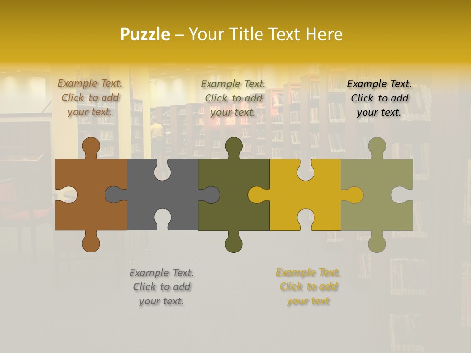 A Library Filled With Lots Of Books And Chairs PowerPoint Template