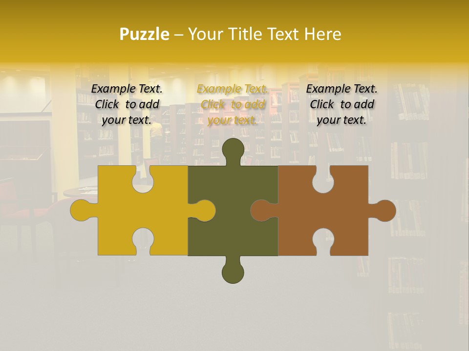 A Library Filled With Lots Of Books And Chairs PowerPoint Template