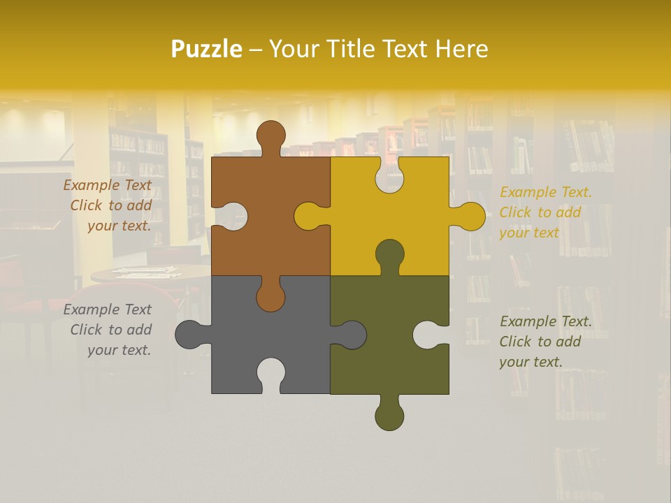 A Library Filled With Lots Of Books And Chairs PowerPoint Template