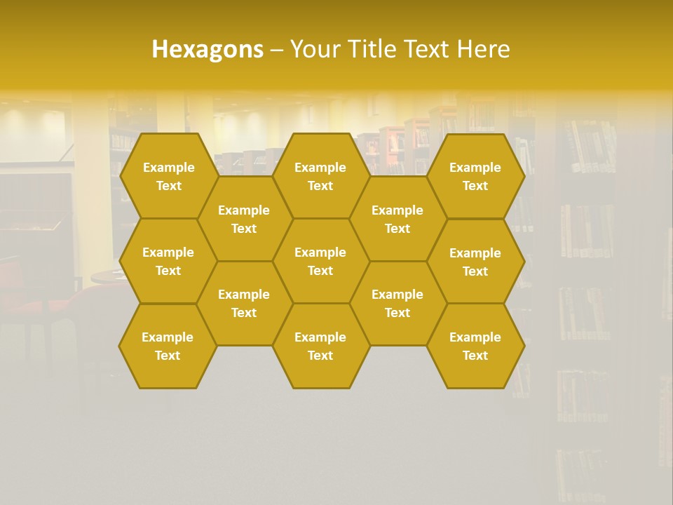 A Library Filled With Lots Of Books And Chairs PowerPoint Template