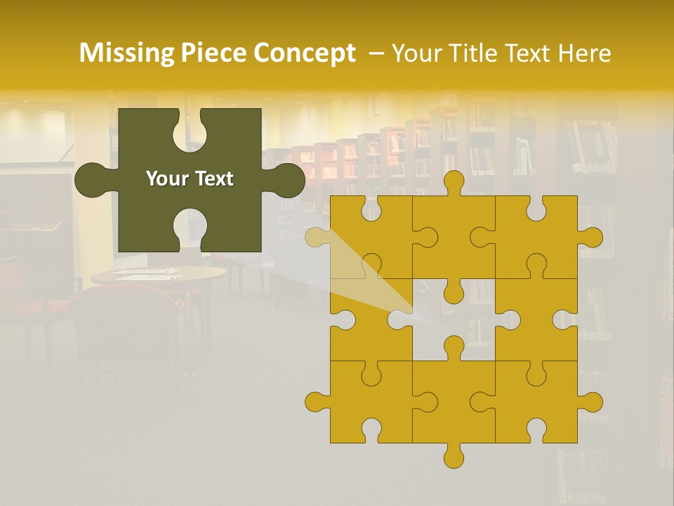 A Library Filled With Lots Of Books And Chairs PowerPoint Template