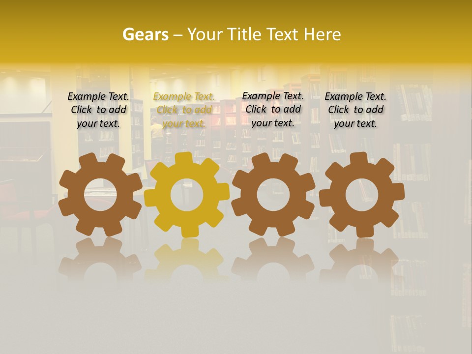 A Library Filled With Lots Of Books And Chairs PowerPoint Template