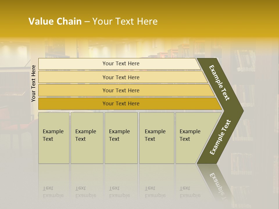 A Library Filled With Lots Of Books And Chairs PowerPoint Template