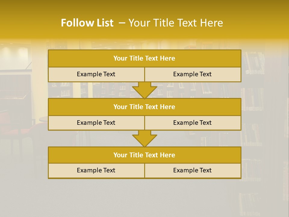 A Library Filled With Lots Of Books And Chairs PowerPoint Template