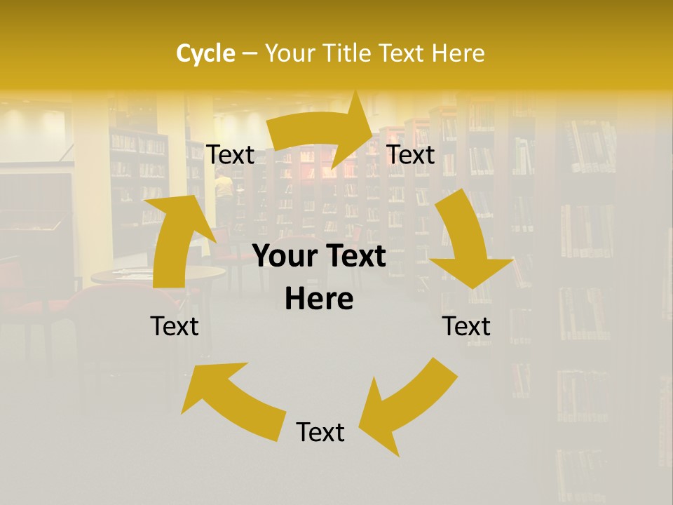 A Library Filled With Lots Of Books And Chairs PowerPoint Template