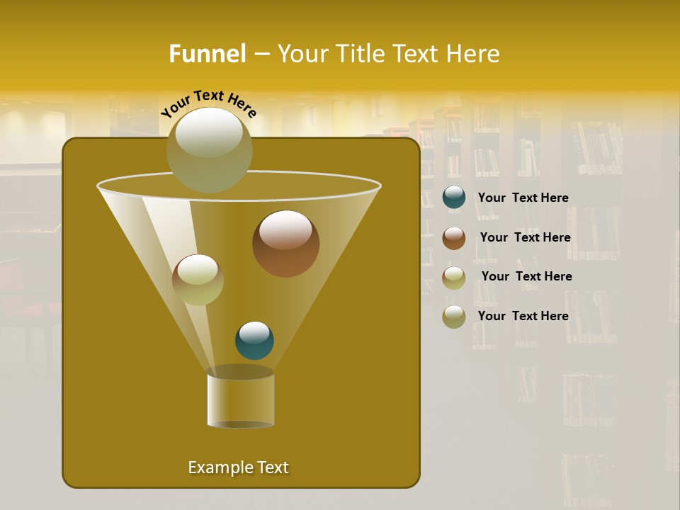 A Library Filled With Lots Of Books And Chairs PowerPoint Template