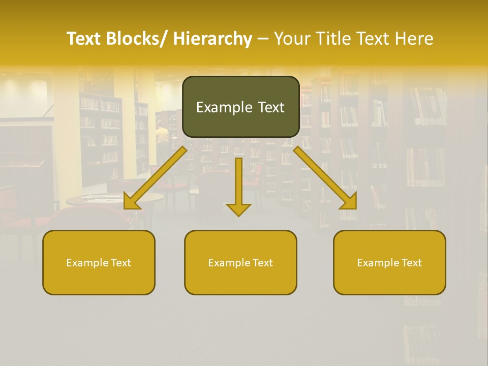 A Library Filled With Lots Of Books And Chairs PowerPoint Template