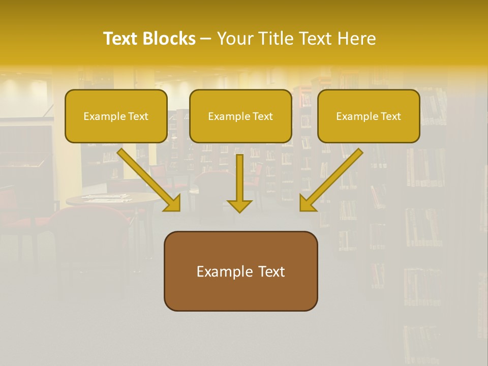 A Library Filled With Lots Of Books And Chairs PowerPoint Template