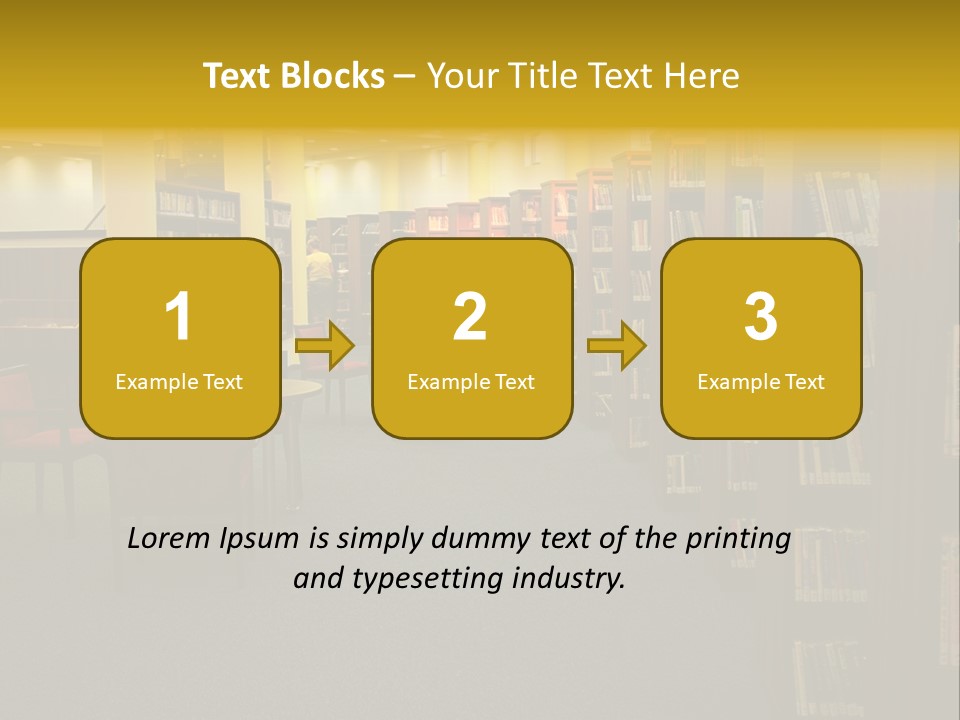 A Library Filled With Lots Of Books And Chairs PowerPoint Template