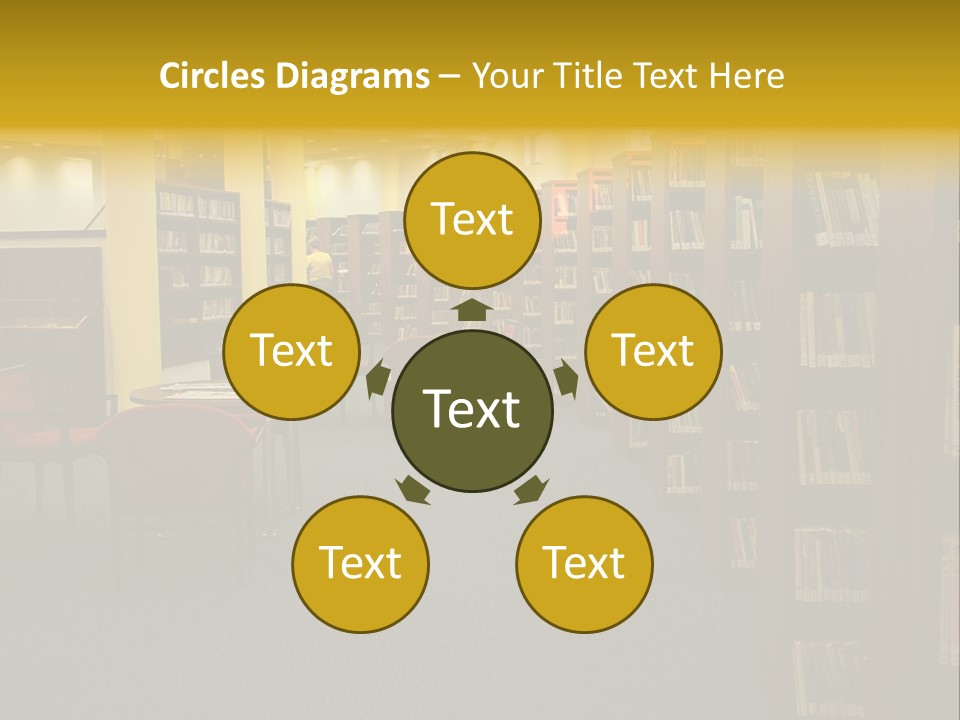 A Library Filled With Lots Of Books And Chairs PowerPoint Template
