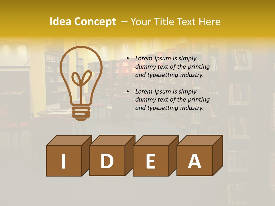 A Library Filled With Lots Of Books And Chairs PowerPoint Template