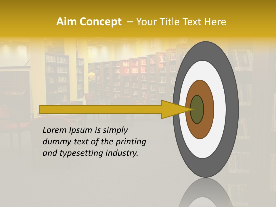 A Library Filled With Lots Of Books And Chairs PowerPoint Template