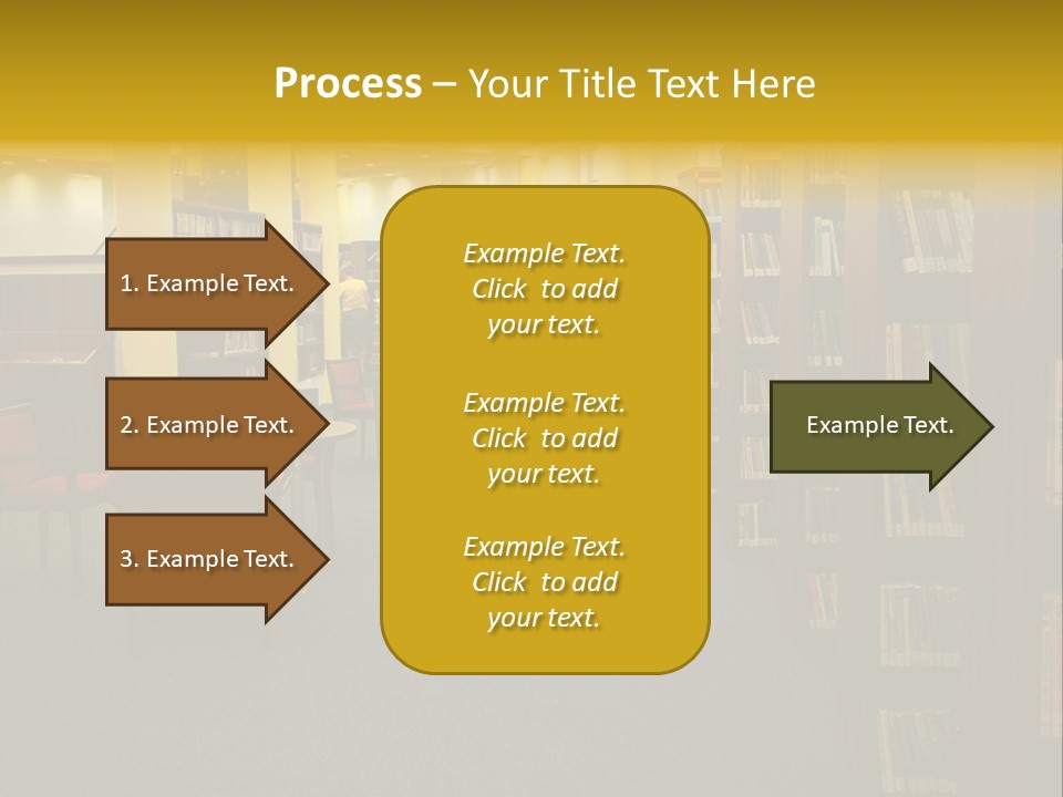 A Library Filled With Lots Of Books And Chairs PowerPoint Template
