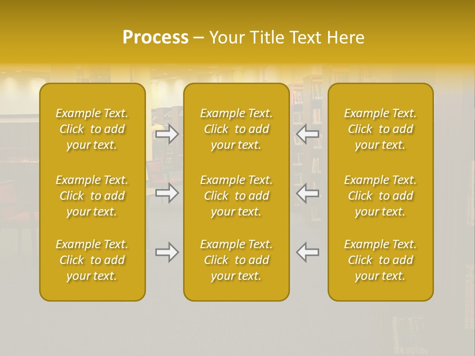 A Library Filled With Lots Of Books And Chairs PowerPoint Template
