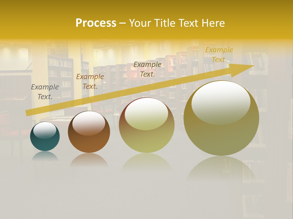 A Library Filled With Lots Of Books And Chairs PowerPoint Template