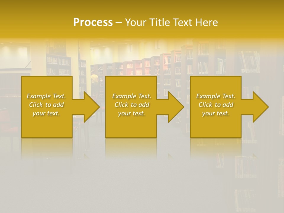 A Library Filled With Lots Of Books And Chairs PowerPoint Template