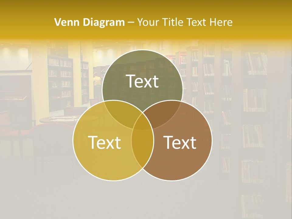 A Library Filled With Lots Of Books And Chairs PowerPoint Template