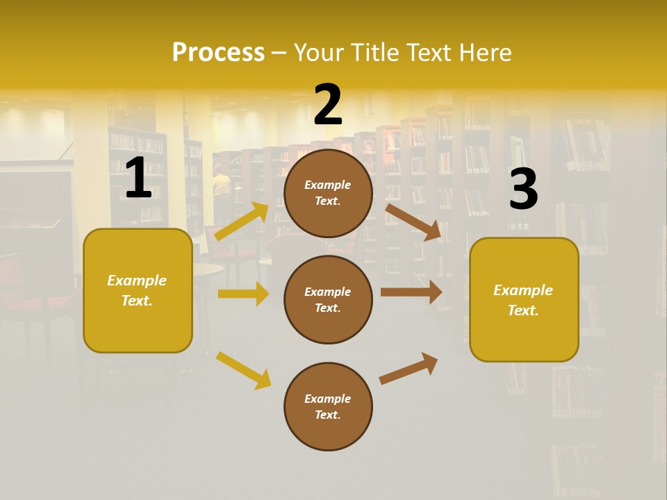 A Library Filled With Lots Of Books And Chairs PowerPoint Template