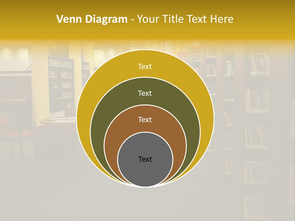 A Library Filled With Lots Of Books And Chairs PowerPoint Template