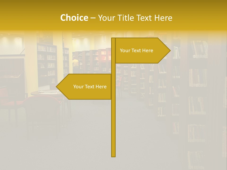 A Library Filled With Lots Of Books And Chairs PowerPoint Template