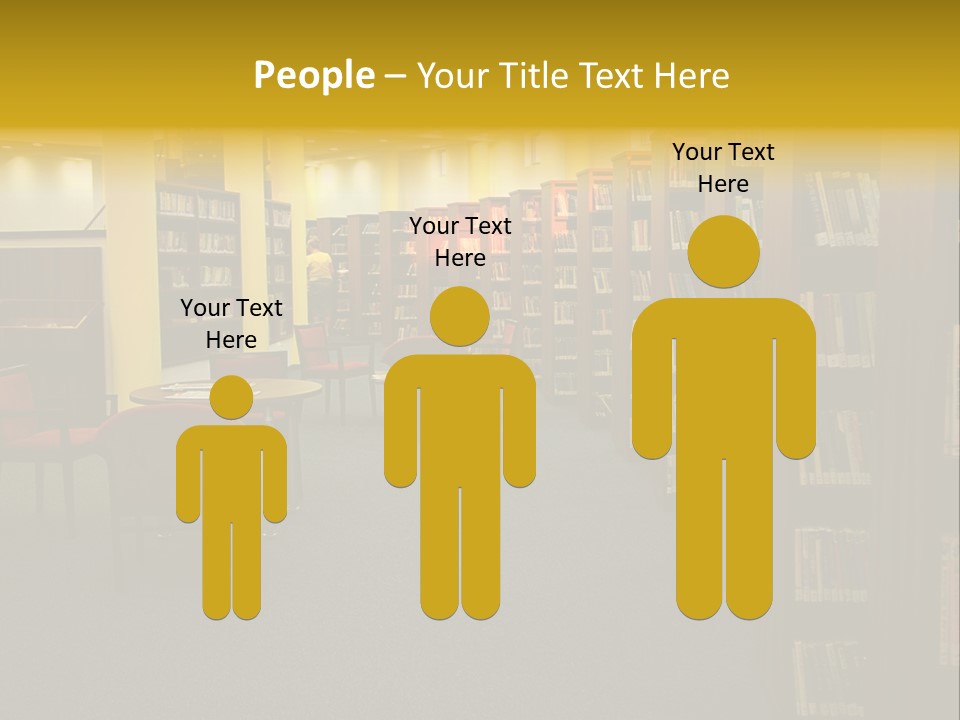 A Library Filled With Lots Of Books And Chairs PowerPoint Template