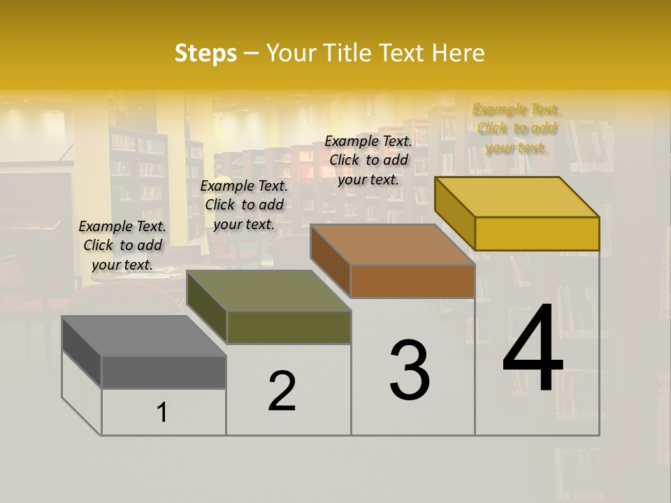 A Library Filled With Lots Of Books And Chairs PowerPoint Template