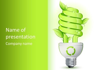 A Green Light Bulb With A Green Plant Inside It PowerPoint Template