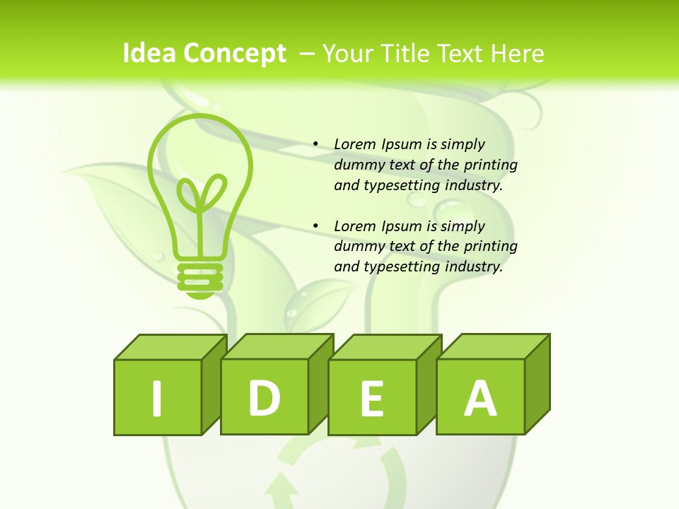 A Green Light Bulb With A Green Plant Inside It PowerPoint Template
